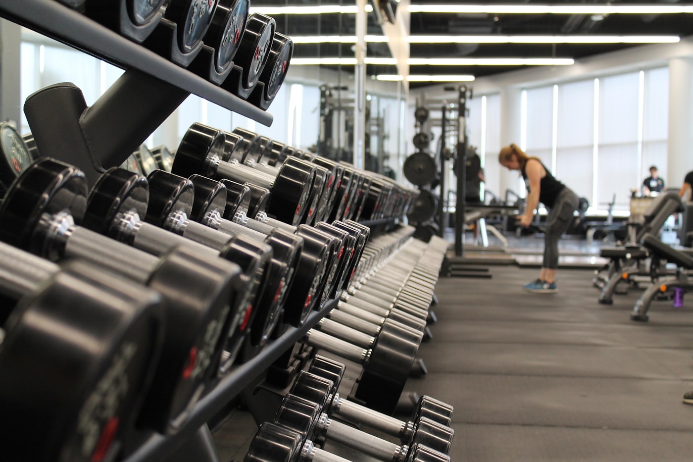 Racks of gym gear